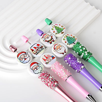 100Pcs double-sided printing Christmas series Santa Claus Christmas tree flat bead DIY jewelry accessories decoration handmade materials