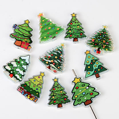100Pcs Christmas series cartoon Santa Claus snowman Christmas tree acrylic sheet DIY handmade jewelry materials wholesale