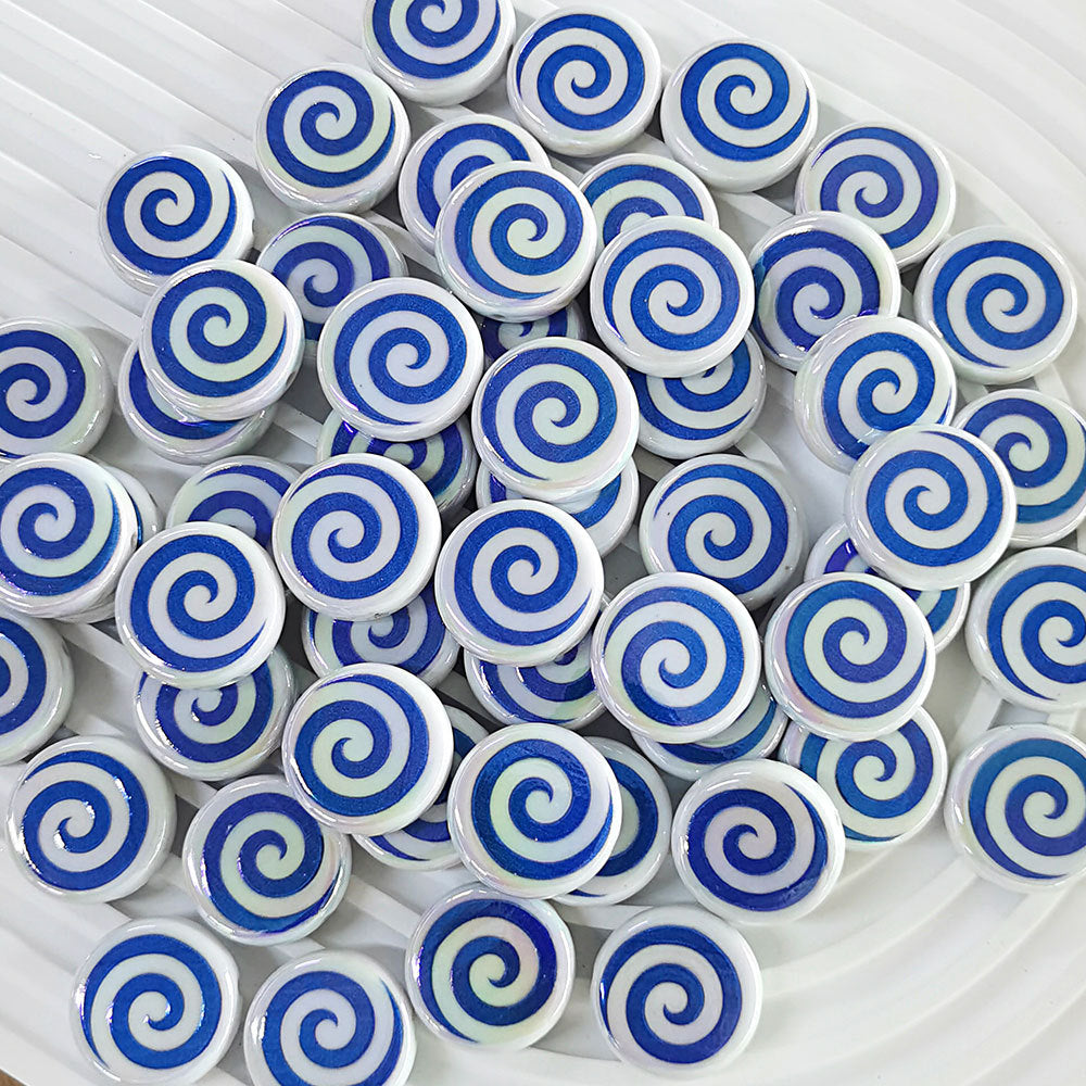 100Pcs acrylic color-plated double-sided printing whirlwind donut straight-hole beads, biscuit beads DIY mobile phone chain jewelry accessories