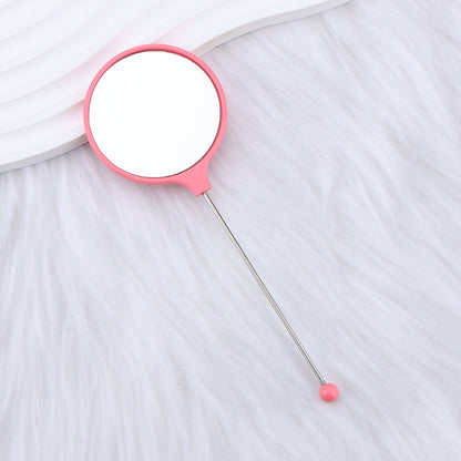 Handheld round makeup mirror high definition student portable makeup ins wind mini handle small mirror spot