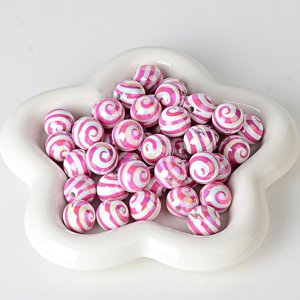 100Pcs 16mm straight hole lollipop beaded colored spiral loose beads DIY mobile phone chain beaded pen material accessories wholesale