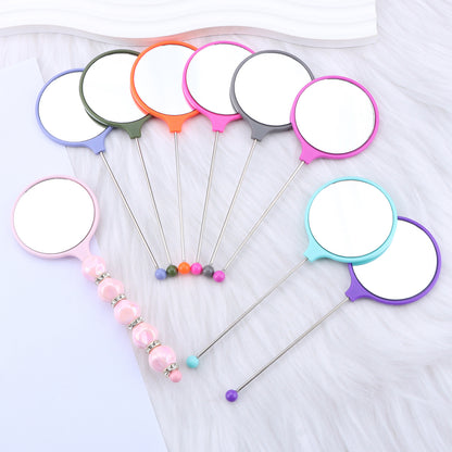 Handheld round makeup mirror high definition student portable makeup ins wind mini handle small mirror spot