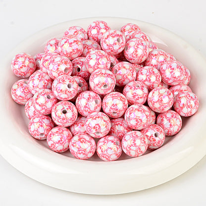 100Pcs Halloween full skull print acrylic round beads DIY mobile phone chain keychain bead pen accessories