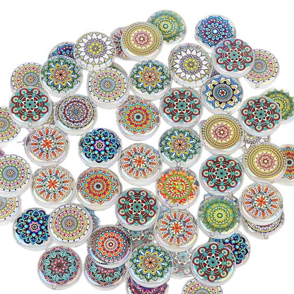 100Pcs Amazon popular mandala pattern style acrylic flat bead DIY bracelet necklace pendant material accessories