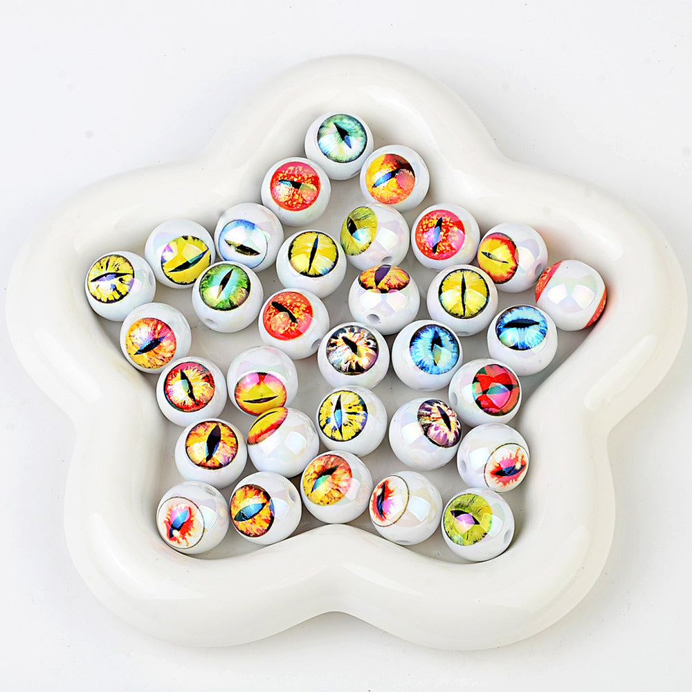 100Pcs 16mm Halloween Personalized Plated UV Colorful Horror Eyeball Beads DIY Handmade Beaded Loose Ball Pen Mobile Phone Chain Accessories