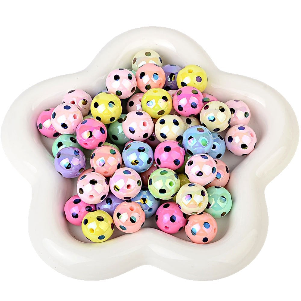 100Pcs hot-selling printing color dot through-hole beads DIY handmade bead pen mobile phone chain car pendant accessories wholesale