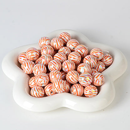 100Pcs 16mm acrylic zebra pattern straight hole round beads DIY handmade string loose beads mobile phone chain pen necklace jewelry accessories