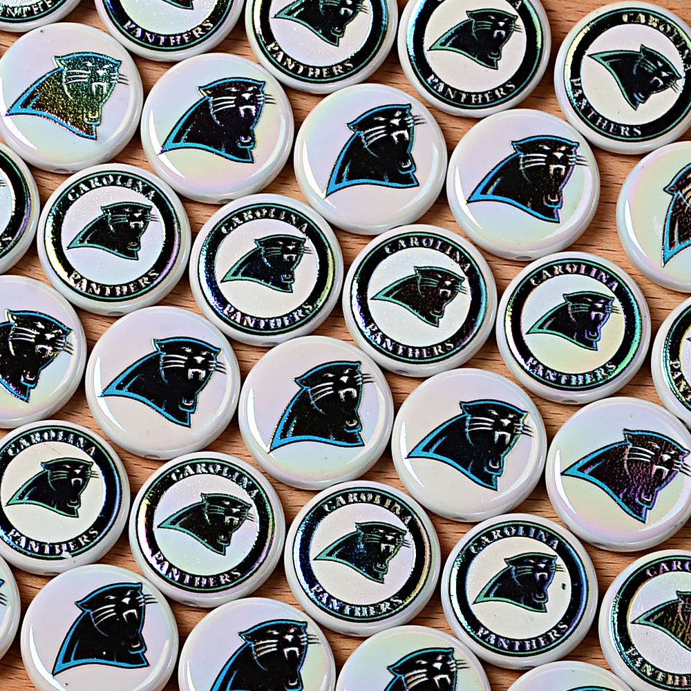 100Pcs 24mm NFL Football Team Acrylic Double Sided Printed Through Hole Beads DIY Bracelet Round Cake Beads