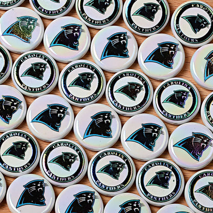 100Pcs 24mm NFL Football Team Acrylic Double Sided Printed Through Hole Beads DIY Bracelet Round Cake Beads
