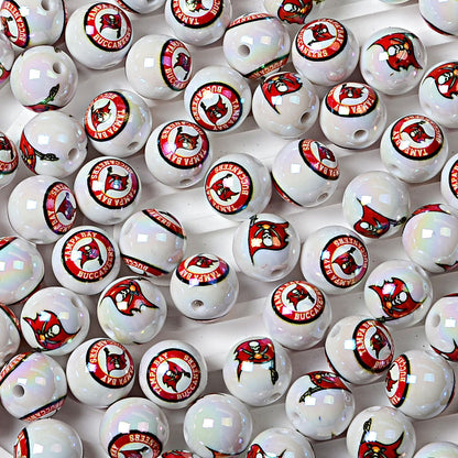 100Pcs 16MM American NFL32 football teams printed round beads DIY double-sided printed bead pen car hanging mobile phone with