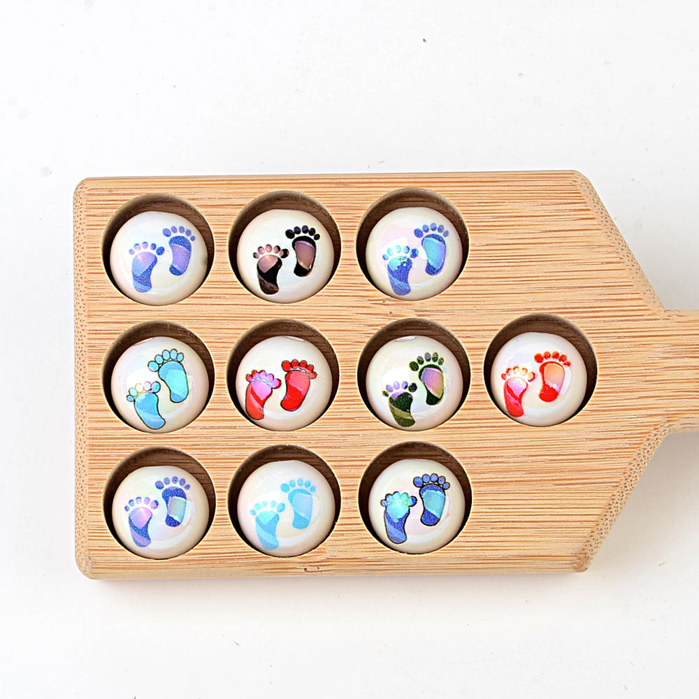 100Pcs Symphony Small Feet Printed Acrylic Beads DIY Handmade Bead Pen Loose Bead Jewelry Bracelet Through Hole Accessories