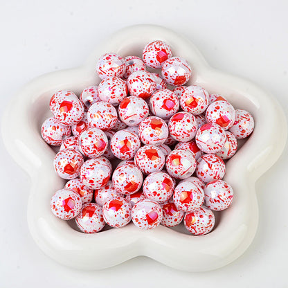 100Pcs Halloween Funny Blood Handprint Straight Hole Acrylic Bead DIY Mobile Phone Chain Keychain Bead Pen Accessories