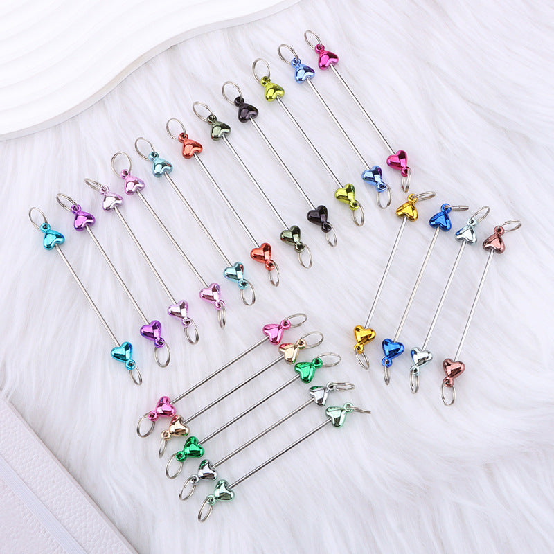 New love gourd flower star shape DIY beaded pole, metal keychain accessories pendant beaded pole