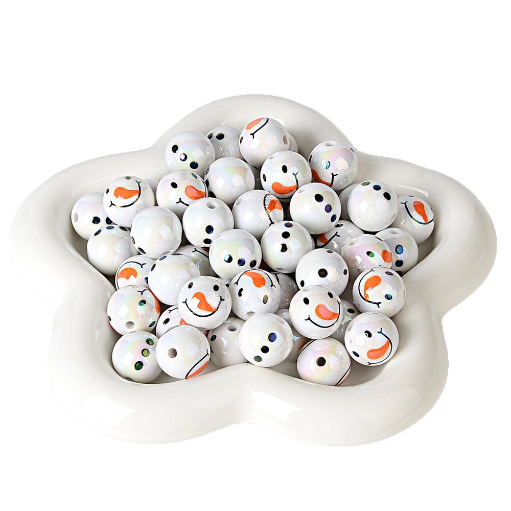 100Pcs Christmas doll snowman round beads DIY mobile phone keychain bead pen earrings jewelry accessories materials