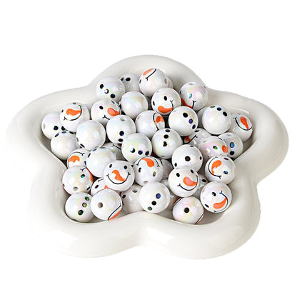 100Pcs Christmas doll snowman round beads DIY mobile phone keychain bead pen earrings jewelry accessories materials