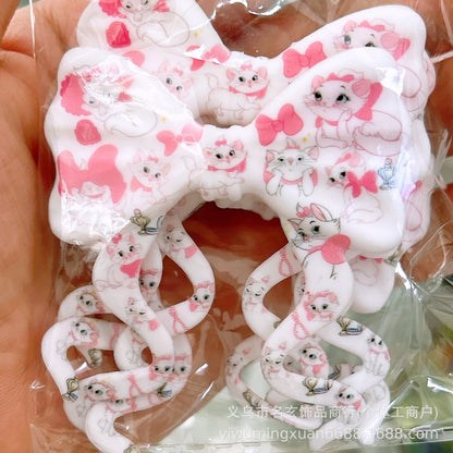 70*59mm双面印花飘带蝴蝶结燕尾蝴蝶结竖孔diy咕笔串珠笔包挂配件
