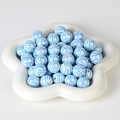 100Pcs 16mm acrylic zebra pattern straight hole round beads DIY handmade string loose beads mobile phone chain pen necklace jewelry accessories
