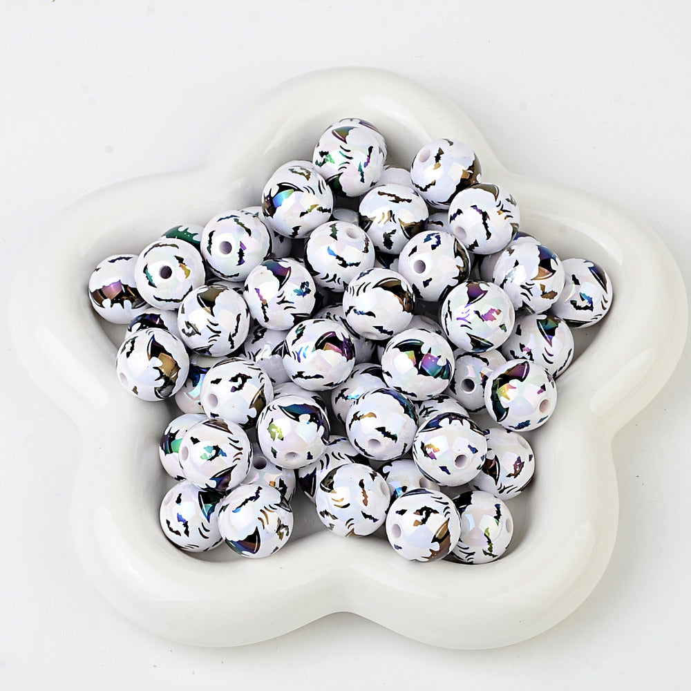 16Mm acrylic UV plated Halloween bat beads DIY handmade beaded pen mobile phone chain accessories