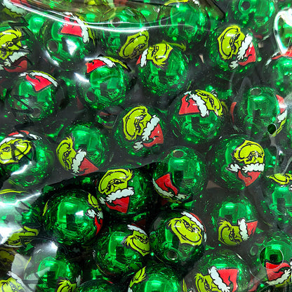 100Pcs uv printed Christmas Grinch cartoon beaded DIY mobile phone chain keychain pen accessories