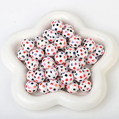 100Pcs hot-selling printing color dot through-hole beads DIY handmade bead pen mobile phone chain car pendant accessories wholesale