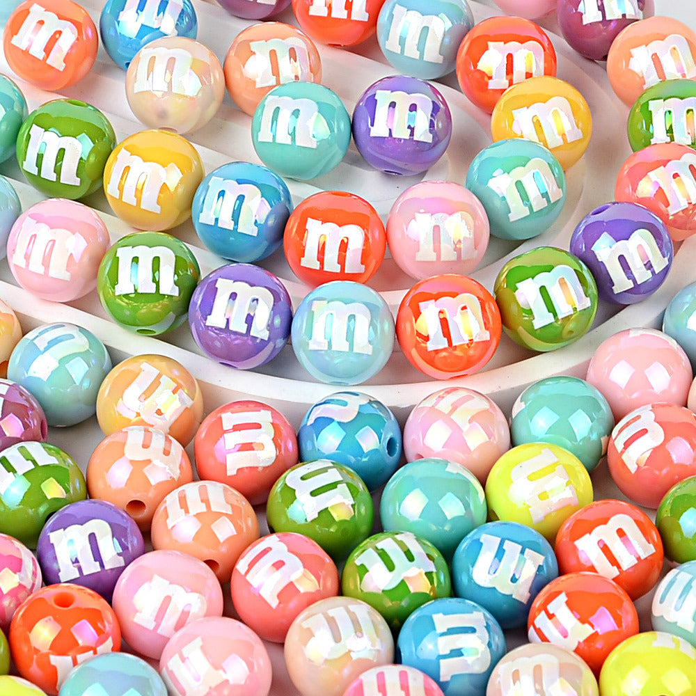 100Pcs simulation color m bean beaded acrylic plated beads DIY bracelet necklace bag chain key chain beaded accessories