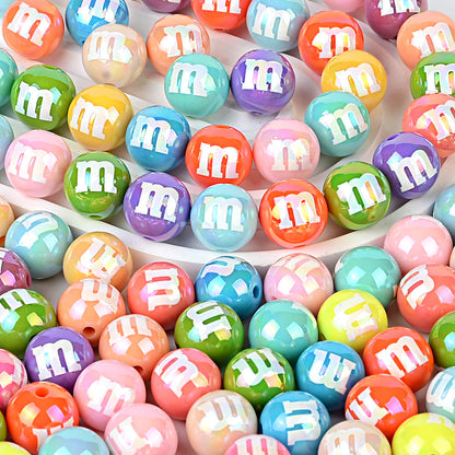 100Pcs simulation color m bean beaded acrylic plated beads DIY bracelet necklace bag chain key chain beaded accessories