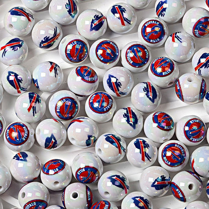 100Pcs 16MM American NFL32 football teams printed round beads DIY double-sided printed bead pen car hanging mobile phone with