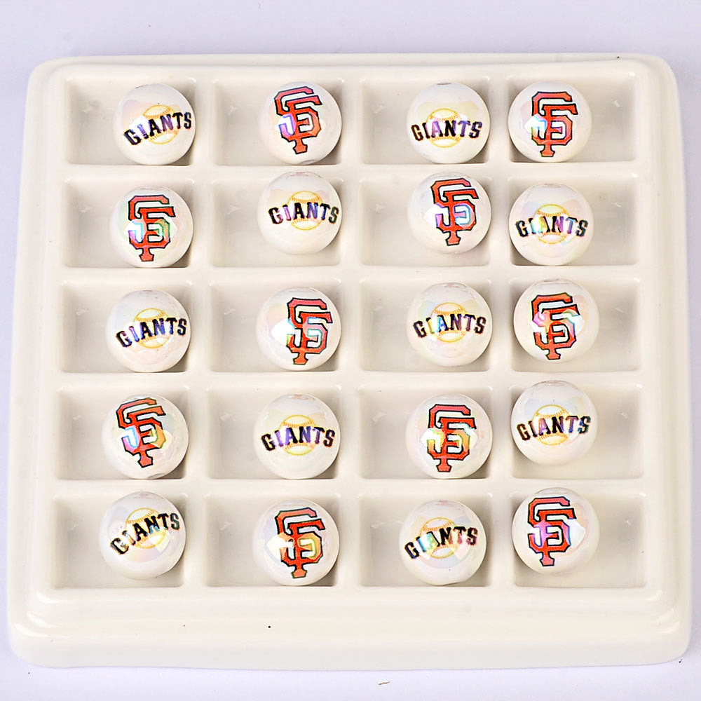 100Pcs acrylic printing MLB baseball round beads 16MM loose beads DIY bead pen car hanging accessories