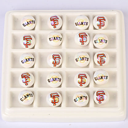 100Pcs acrylic printing MLB baseball round beads 16MM loose beads DIY bead pen car hanging accessories
