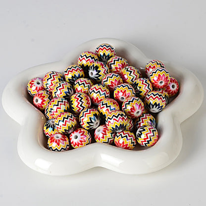 100Pcs 16mm acrylic rainbow wavy print round beads DIY bead pen mobile phone chain keychain car hanging accessories