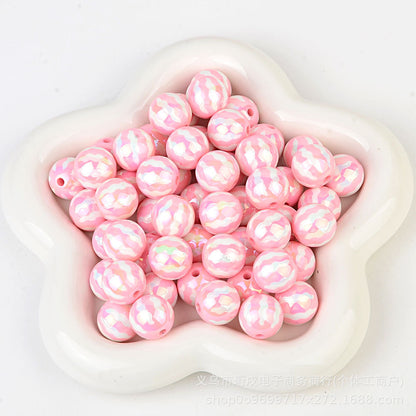 100Pcs acrylic UV plated colored watermelon striped bead printing beaded DIY bead pen mobile phone chain keychain jewelry accessories