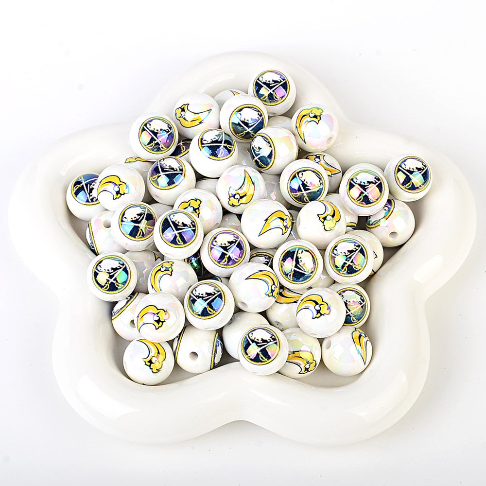 100Pcs US 32 NHL Ice Hockey Teams Printed Beads Beaded DIY Keys Mobile Phone Chain Handmade Jewelry Accessories Spot