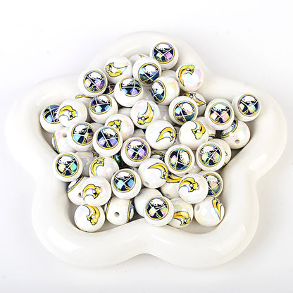 100Pcs US 32 NHL Ice Hockey Teams Printed Beads Beaded DIY Keys Mobile Phone Chain Handmade Jewelry Accessories Spot