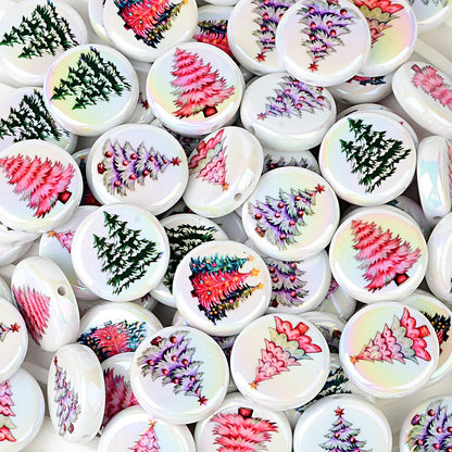 100Pcs Christmas themed acrylic flat beads Santa snowman Christmas tree gingerbread man DIY handmade accessories wholesale