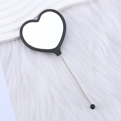 Heart-shaped makeup mirror, love DIY beaded mirror, handheld makeup mirror, portable single-sided vanity mirror, plastic spot.