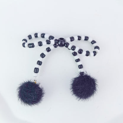 Versatile bow cute pen beaded DIY accessories mobile phone hanging beaded chain millet beads finished bow accessories
