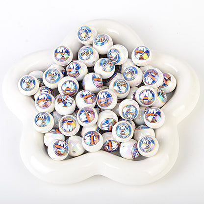 100Pcs US 32 NHL Ice Hockey Teams Printed Beads Beaded DIY Keys Mobile Phone Chain Handmade Jewelry Accessories Spot