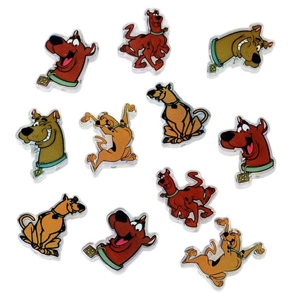 100Pcs Through Hole Embossed Cartoon Scooby Doo Acrylic Sheet Beaded DIY Mobile Phone Chain Keychain Pen Accessories