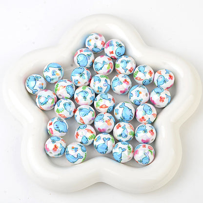 100Pcs acrylic solid color printing marine life starfish clownfish DIY mobile phone rope keychain pen jewelry accessories
