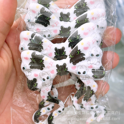 70*59mm双面印花飘带蝴蝶结燕尾蝴蝶结竖孔diy咕笔串珠笔包挂配件