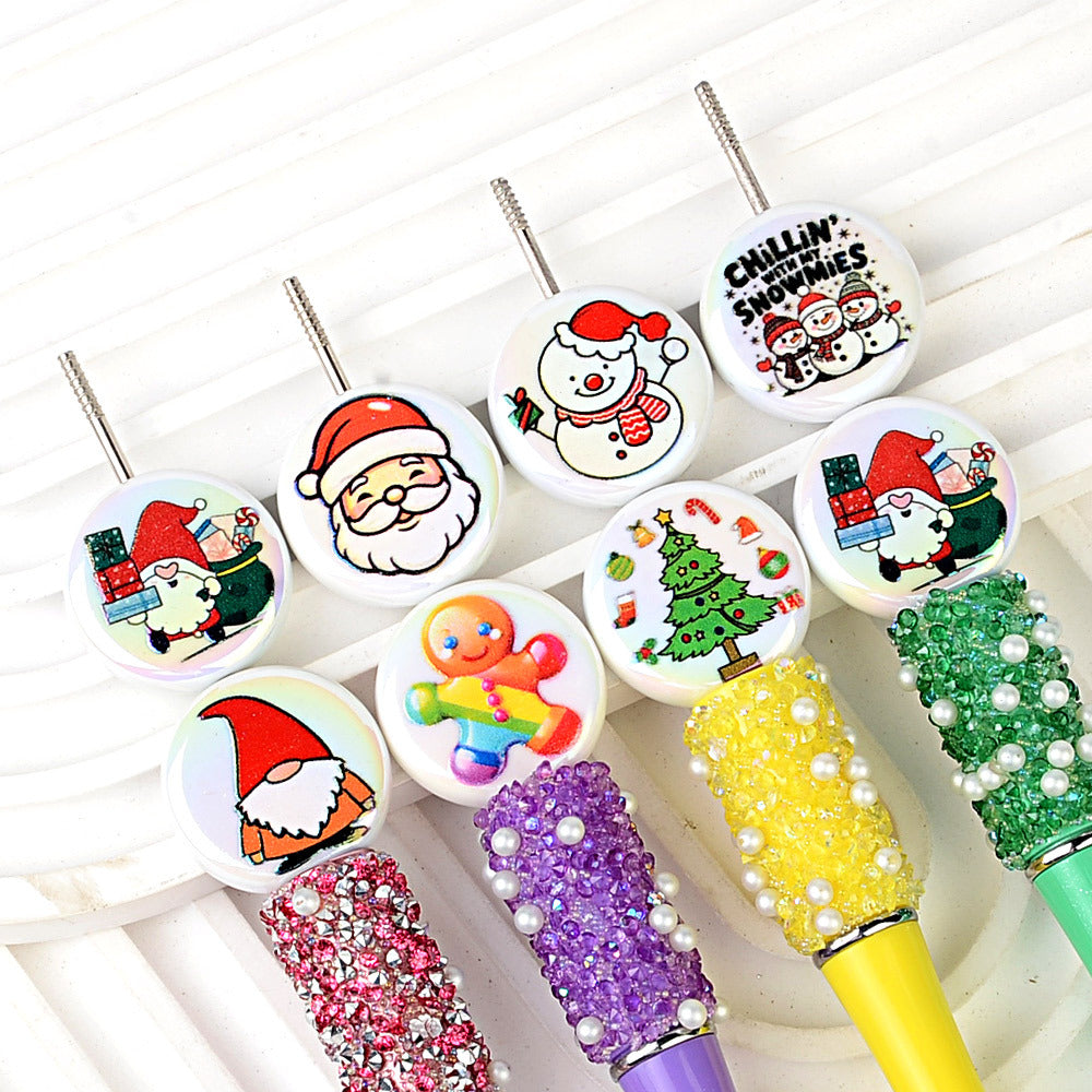100Pcs Christmas themed acrylic flat beads Santa snowman Christmas tree gingerbread man DIY handmade accessories wholesale