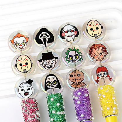 100Pcs Halloween elements luminous horror character avatar printing acrylic flat DIY handmade jewelry accessories wholesale