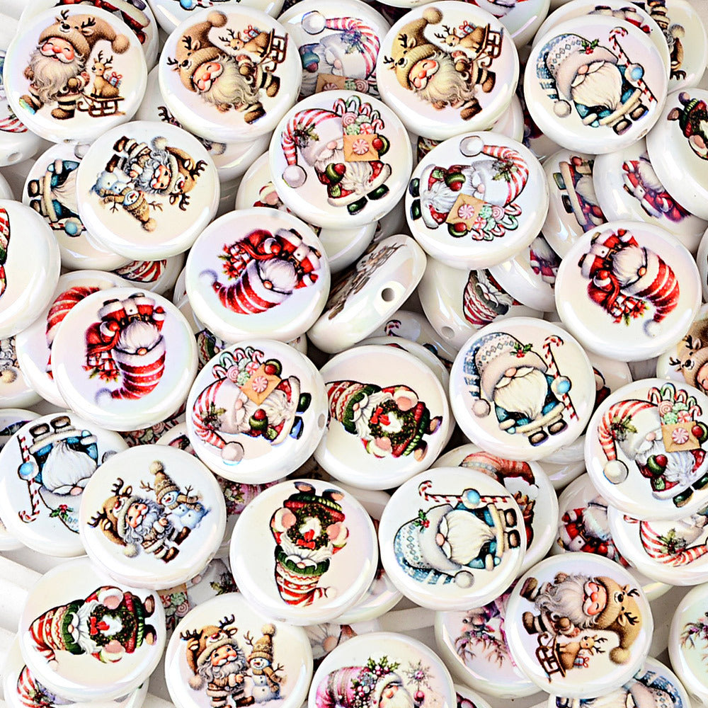 100Pcs Christmas themed acrylic flat beads Santa snowman Christmas tree gingerbread man DIY handmade accessories wholesale
