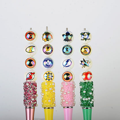 100Pcs US 32 NHL Ice Hockey Teams Printed Beads Beaded DIY Keys Mobile Phone Chain Handmade Jewelry Accessories Spot