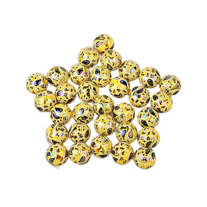 100Pcs UV plated color two-color paisley pattern cashew flower beaded DIY beaded pen mobile phone chain pendant loose bead jewelry with