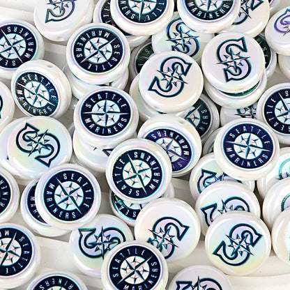100Pcs 24mm American MLB Major Baseball League Printed Beaded Disc Beads DIY Handmade Pen Mobile Phone Chain Accessories