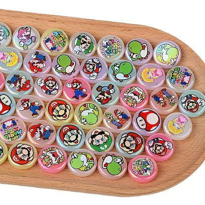 100Pcs 16mm acrylic cartoon Super Mario straight hole round beads DIY mobile phone rope keychain bead pen accessories