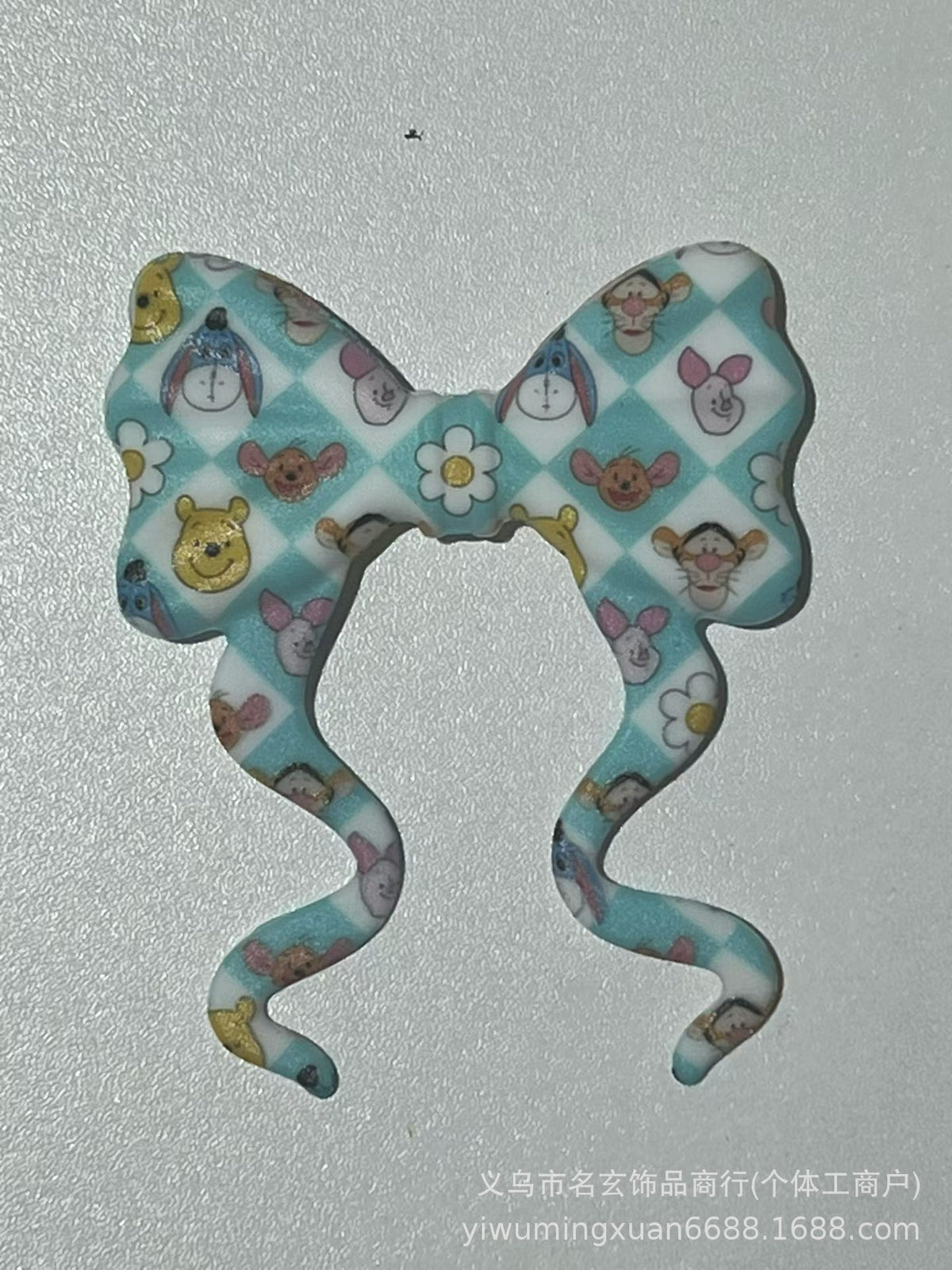 70*59mm双面印花飘带蝴蝶结燕尾蝴蝶结竖孔diy咕笔串珠笔包挂配件