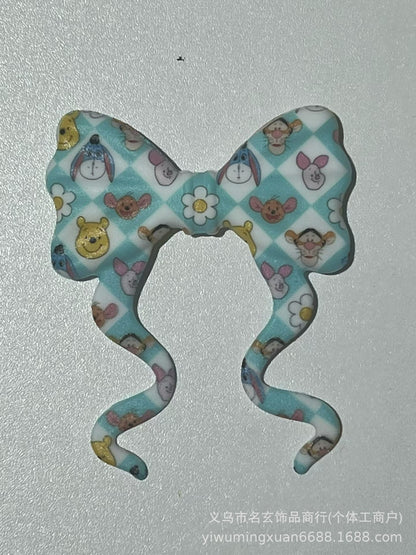 70*59mm双面印花飘带蝴蝶结燕尾蝴蝶结竖孔diy咕笔串珠笔包挂配件