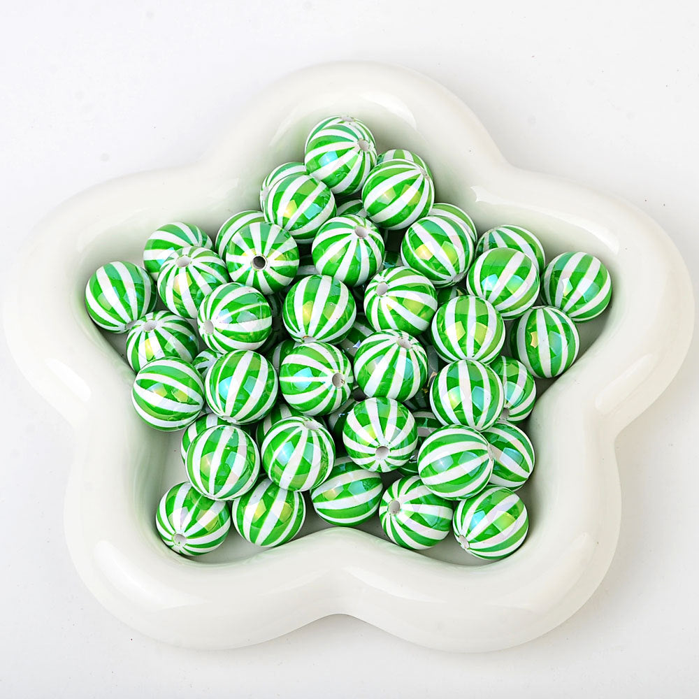 100Pcs Children's Fun Macaron Contrasting Watermelon Beads Striped Round Beads DIY Handmade Jewelry Accessories Bracelet Necklace Material Wholesale